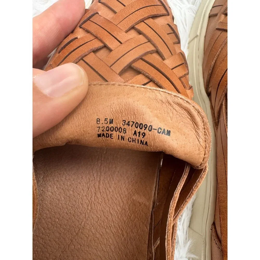 Frye Ivy Huarache Woven Leather Slip-On Sneakers Tan Cognac Size 8.5M